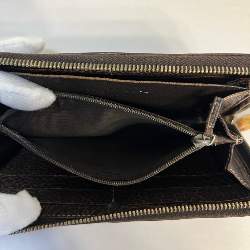 Gucci Brown Monogram Zip-Around Leather Wallet with Tassel - Picture 12 of 15